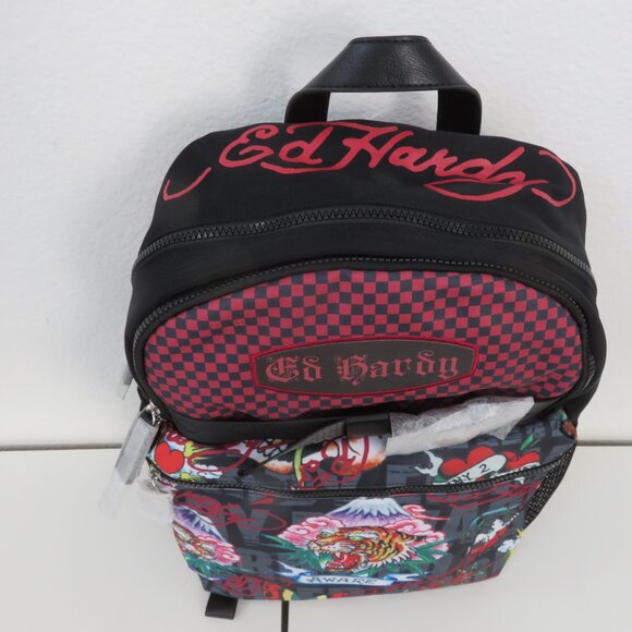 Ed Hardy Black/Red/Multi Color Hardy Theme Backpack - Picture 3 of 7